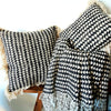 Black & Natural Aztec Triangle Motif Cushions With Fringe