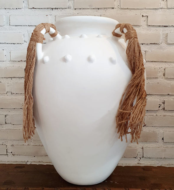 Dotty Hair Pottery Vase with Handle