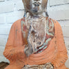 Antique Orange Wooden Meditating Buddha