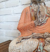 Antique Orange Wooden Meditating Buddha (W)