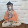 Antique Orange Wooden Meditating Buddha