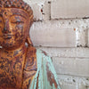 Antique Carved Green & Gold Wooden Sitting Buddah (Large)