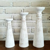 Carved Pillar Wooden Candle Holder02 (Extra Small Set 3)