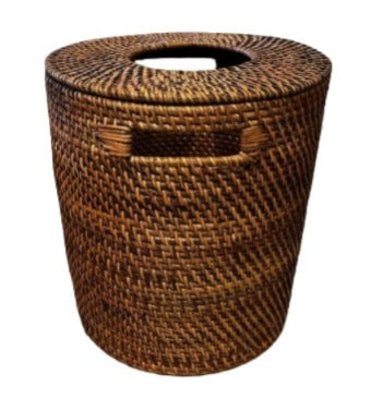 Rubbish Bin Rattan with Lid