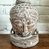 Small Carved Wooden White Meditation Buddha Mask