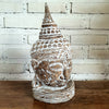 Small Carved Wooden White Meditation Buddha Mask