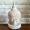 Small Carved Wooden White Meditation Buddha Mask