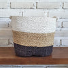 Square White Natural Black Grass Basket