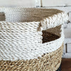 Square White Natural Black Grass Basket