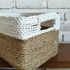 Set of 3 Rectangle Nat White Basket (W)