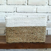 Set of 3 Rectangle Nat White Basket (W)