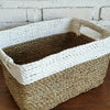 Set of 3 Rectangle Nat White Basket (W)