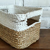 Set of 3 Rectangle Nat White Basket (W)