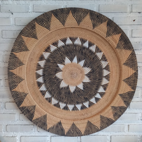 Woven Rattan Plates With Flower Motifs