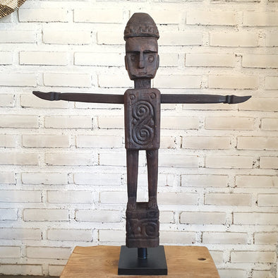 Large Tribal Wooden Standing Figures With Stand