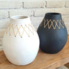 Minimalist Vase With Handwoven Rattan Cross Pattern