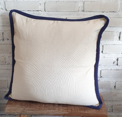 New Plain Cotton Cushion with Edge (Navy)