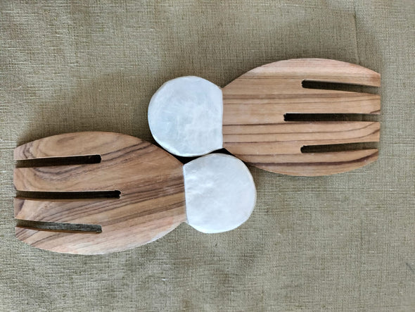 Wooden Shell Curved Handle Spoons Salad