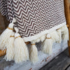 Zigzag Pattern Motif Raw Cotton Throw