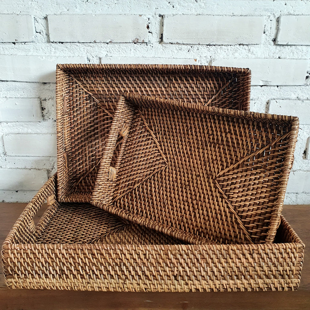 Set 3 New Tray Rattan2 (W) – Canggu & Co