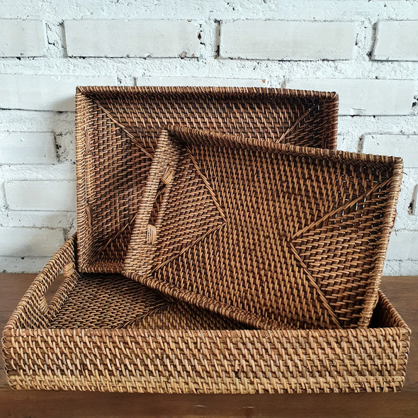 Set 3 New Tray Rattan2 (W)