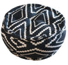 Diamond Raw Cotton Pouff With Tassels (Black Round)