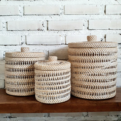 Round Basket Rattan with Lid