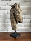 Wooden Horse Head of Statue with Carving