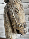 Wooden Horse Head of Statue with Carving