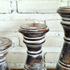 Carved Pillar Wooden Candle Holder05 (Small Set 3)