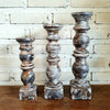 Carved Pillar Wooden Candle Holder07 (Small Set 3)