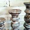 Carved Pillar Wooden Candle Holder07 (Small Set 3)