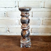 Carved Pillar Wooden Candle Holder07 (Small Set 3)