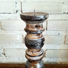 Carved Pillar Wooden Candle Holder07 (Small Set 3)