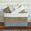 Set of 3 Rectangle Grey & Nat White Basket (W)