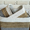 Set of 3 Rectangle Grey & Nat White Basket (W)