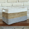 Set of 3 Rectangle Grey & Nat White Basket (W)