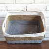 Set of 3 Rectangle Grey & Nat White Basket (W)