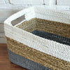 Set of 3 Rectangle Grey & Nat White Basket (W)