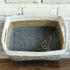 Set of 3 Rectangle Grey & Nat White Basket (W)