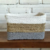 Set of 3 Rectangle Grey & Nat White Basket (W)