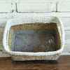 Set of 3 Rectangle Grey & Nat White Basket (W)