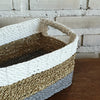 Set of 3 Rectangle Grey & Nat White Basket (W)