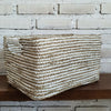 Set of 3 Rectangle Nat White Basket (W)