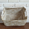 Set of 3 Rectangle Nat White Basket (W)