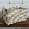 Set of 3 Rectangle Nat White Basket (W)