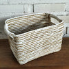 Set of 3 Rectangle Nat White Basket (W)