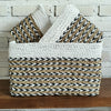 Set of 3 Rectangle White & Nat Basket with Arrow Motif (W)