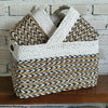 Set of 3 Rectangle White & Nat Basket with Arrow Motif (W)