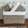 Set of 3 Rectangle White & Nat Basket with Arrow Motif (W)